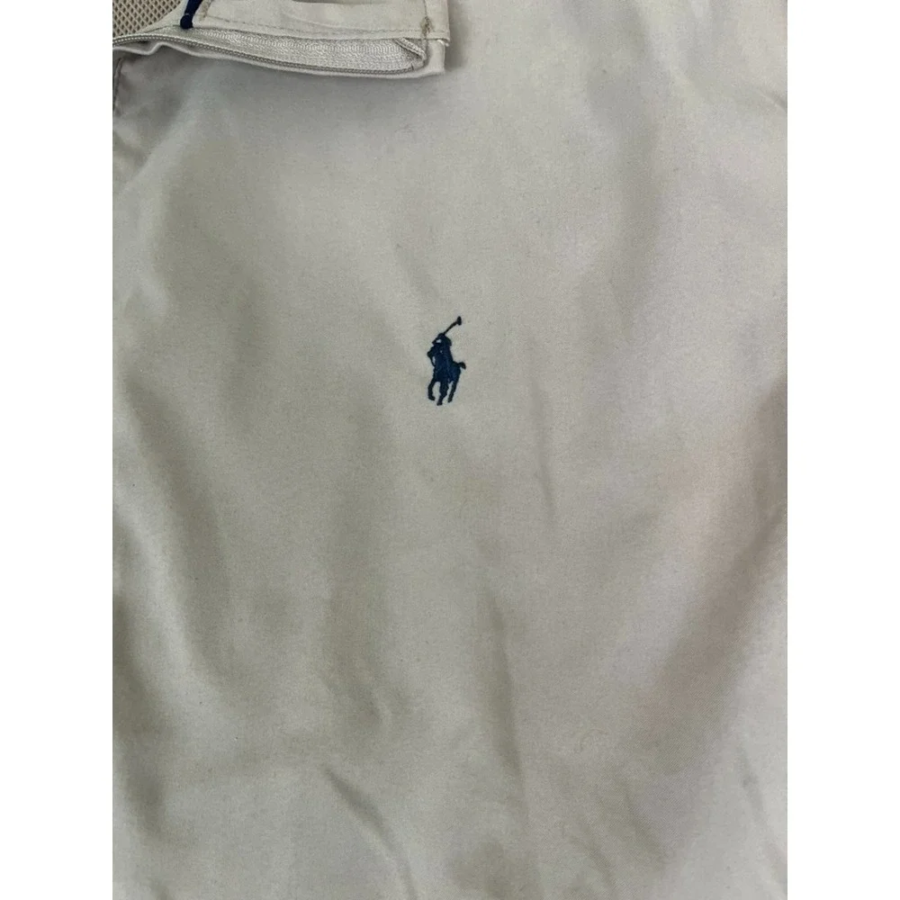 Polo Golf Mens  Beige Windbreaker Jacket Mens Half Zip Mesh Lined‎  Size XL